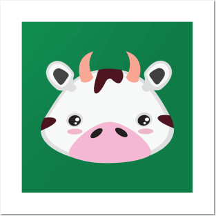 Cute Kawaii Farm Cow Animal Face Kid Design Posters and Art